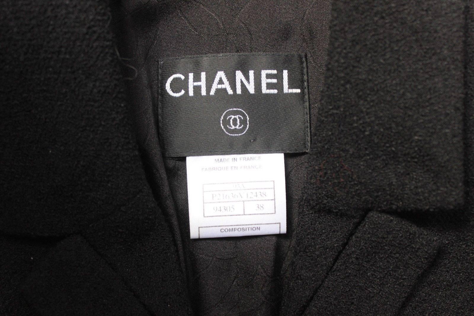 Chanel Black Classic Skirt Suit Jacket F38 uk 10  For Sale 5