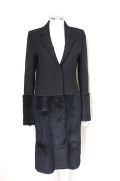 £1800 Maison Martin Margiela Black Sheared Fur Pannel Coat IT 40 uk 8