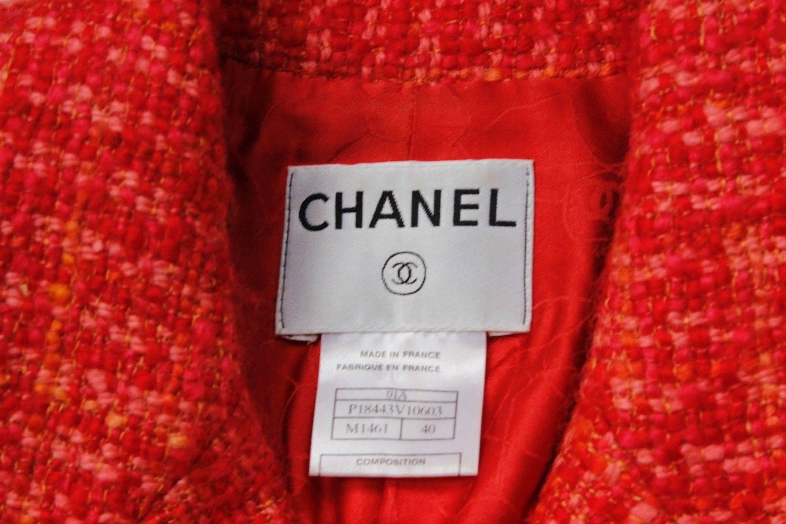 Authentic Chanel Red Tweed Jacket F 40 uk 12   For Sale 3