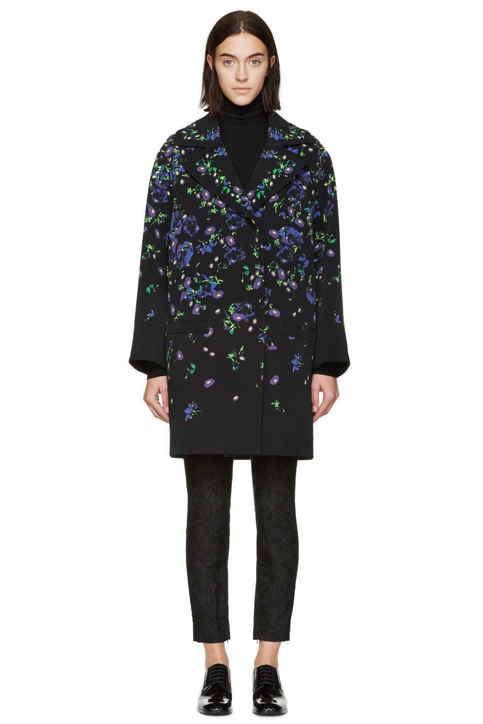Erdem Black Floral Oversized Coat Uk 8 
Beautiful floral statement coat with popper fastening 
Some smalls pulls under the arm as seen in the last photo, not noticeable.
Length 34 inches, chest 20 inches across, waist 15 inches, hips 20 inches