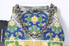 New Dolce & Gabbana White Floral Embroidered Coin Purse Chain Bag