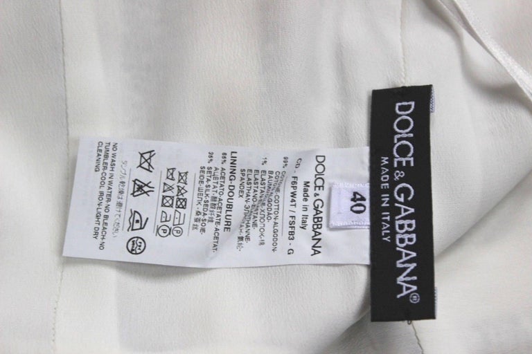 New Dolce and Gabbana White Striped Wisteria Floral Mini Dress 40 UK 8 ...