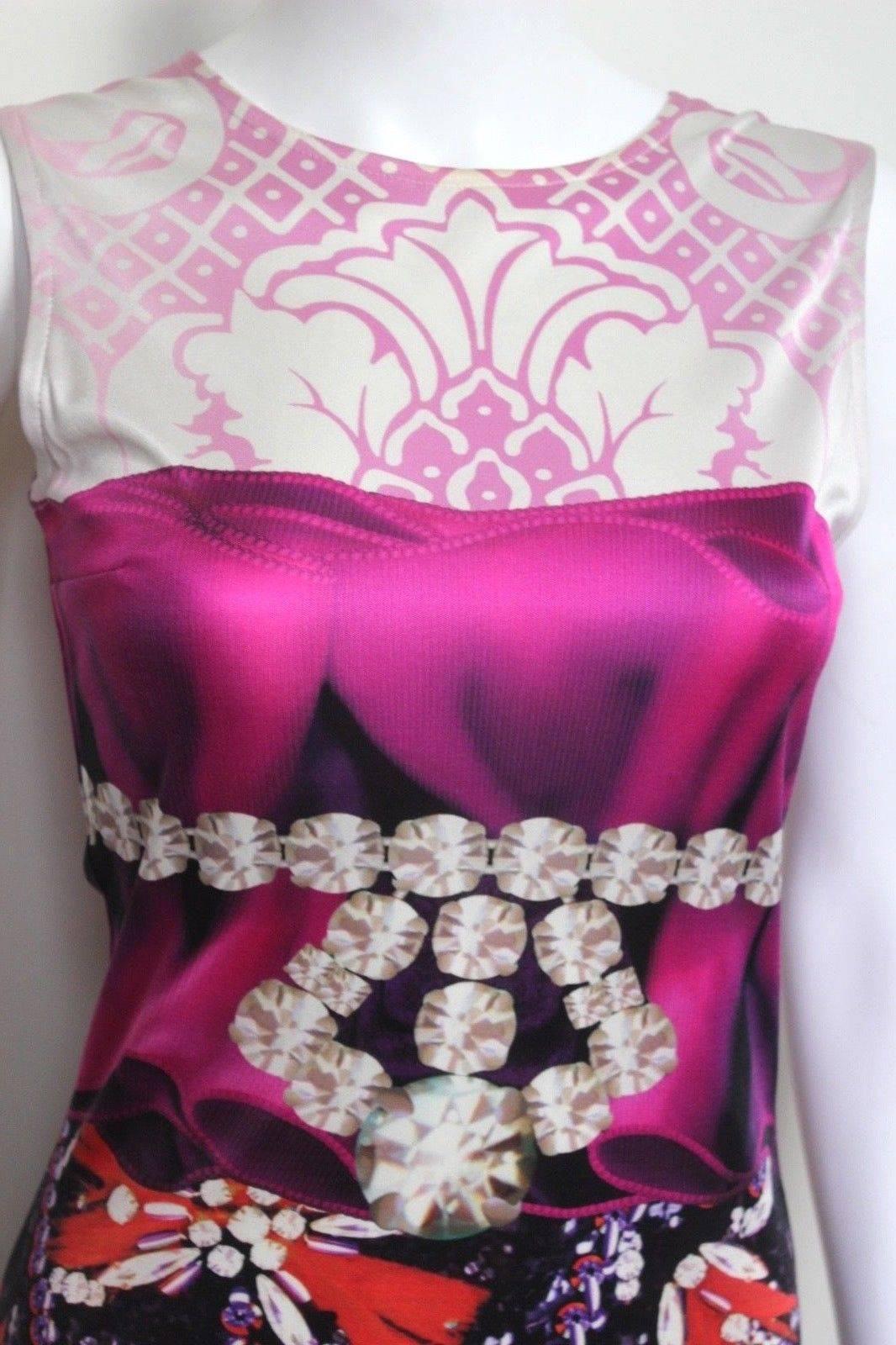 MARY KATRANTZOU Pink Jewel Print Stretch Dress S  In Excellent Condition For Sale In London, GB