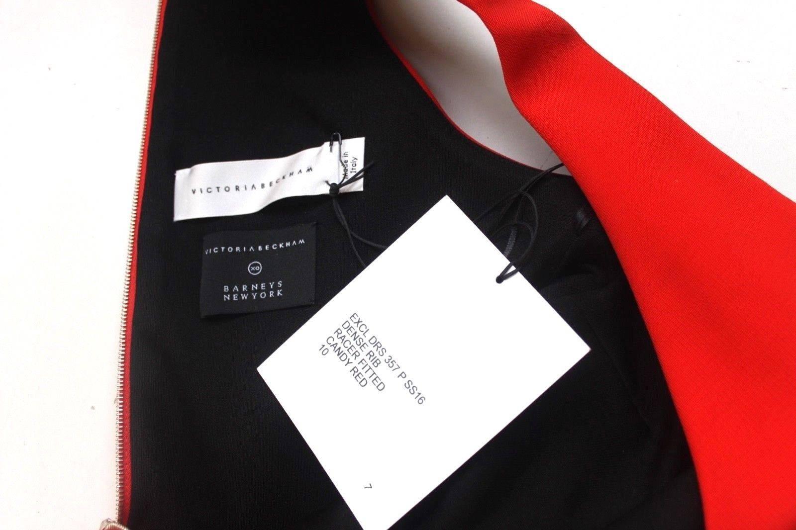 Victoria Beckham Fitted Jersey Racerback Dress Candy Red UK 10  In New Condition In London, GB