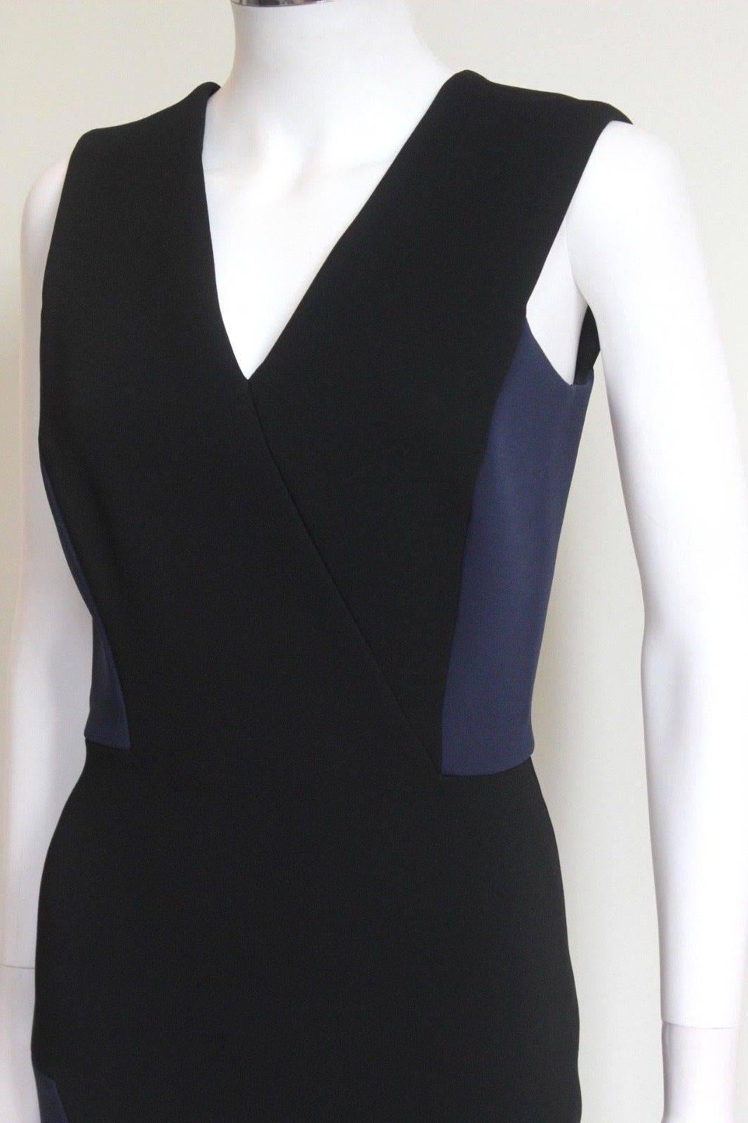 Women's New Victoria Beckham V-Neck Sheath Dress, Black/Navy uk 8-10  For Sale