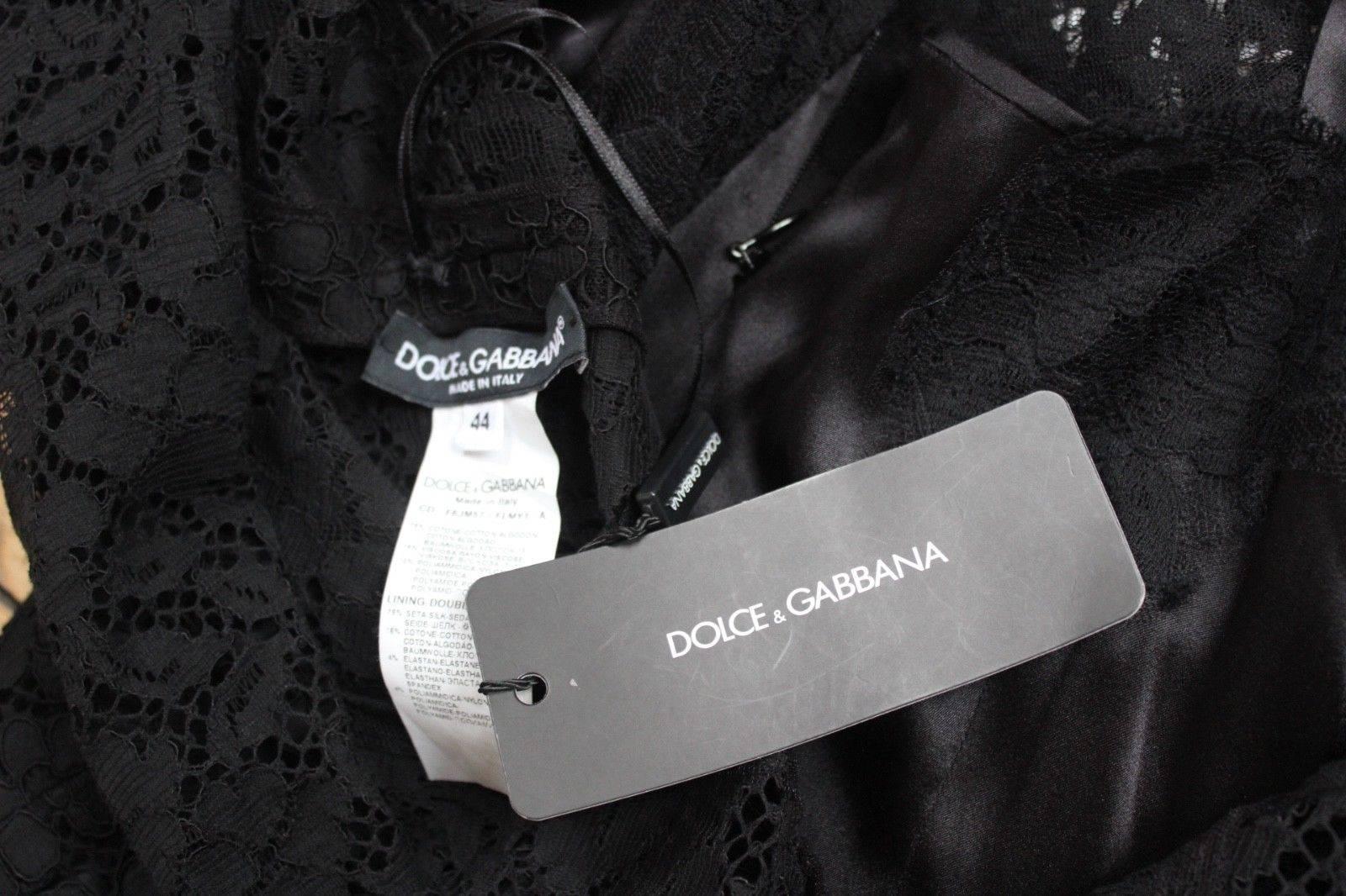 New £1983 Dolce and Gabbana Black Lace Overlay Dress Italian 44 uk 12 For Sale 2