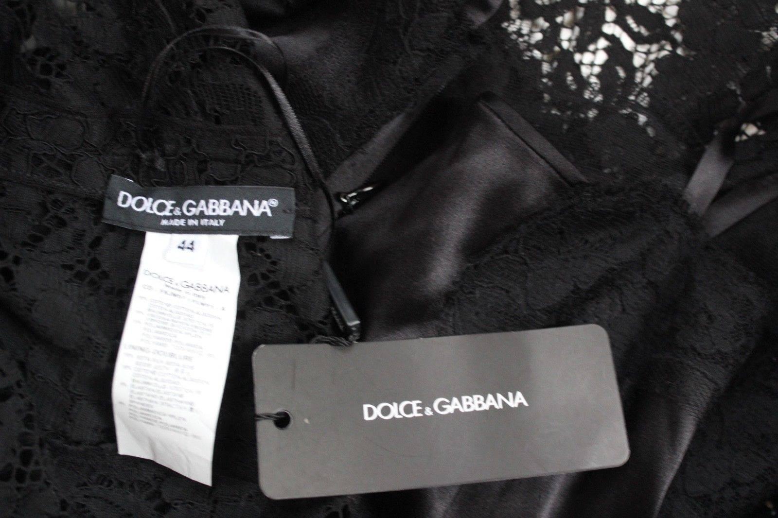 New £1983 Dolce and Gabbana Black Lace Overlay Dress Italian 44 uk 12 For Sale 3