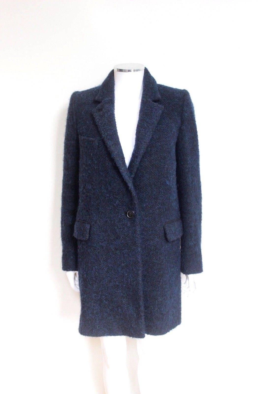 Women's New Isabel Marant Etoile Daphne Navy Wool-Blend Coat F 34 uk 6 For Sale