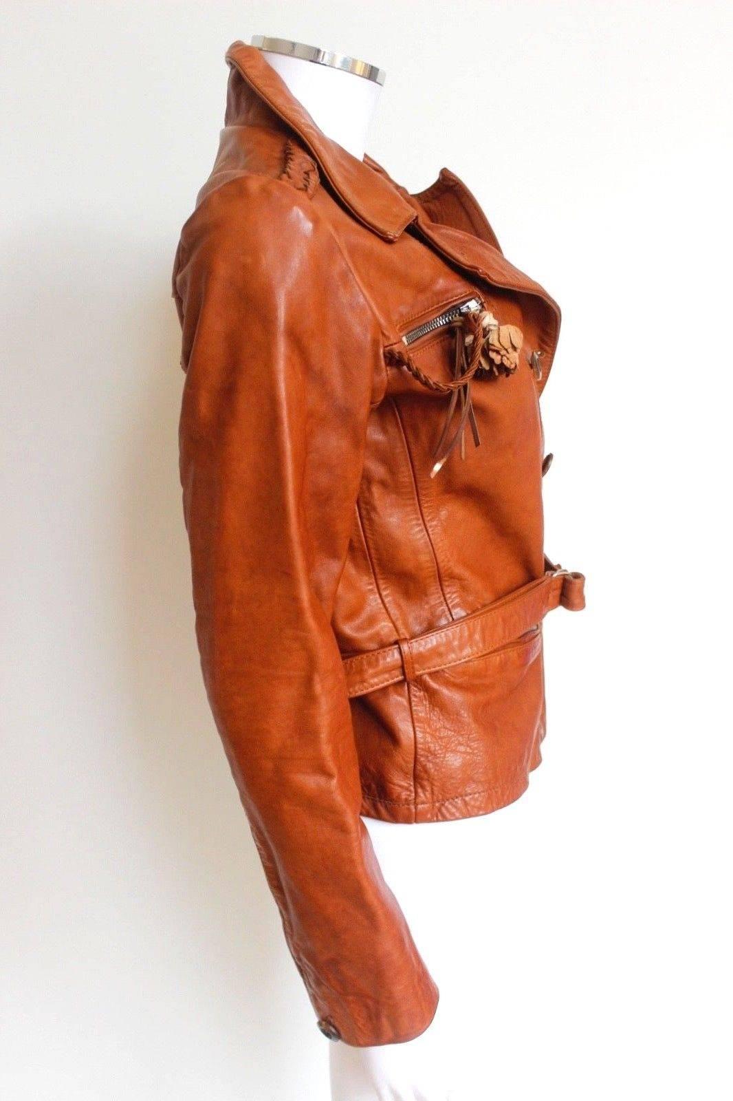 Women's Golden Goose Deluxe Brand Tan Leather Jacket XS  For Sale