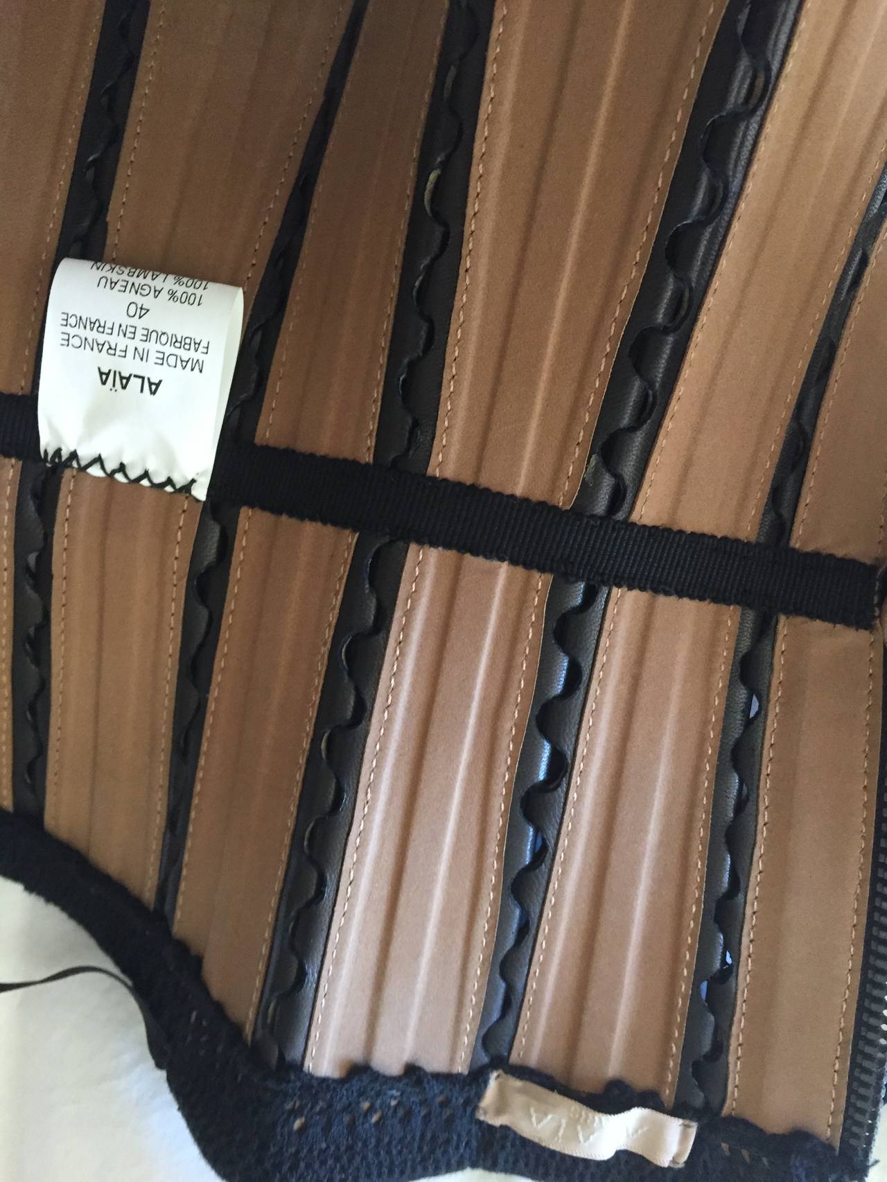 ALAIA wide black leather Corset Belt with Ruffle Edge 1