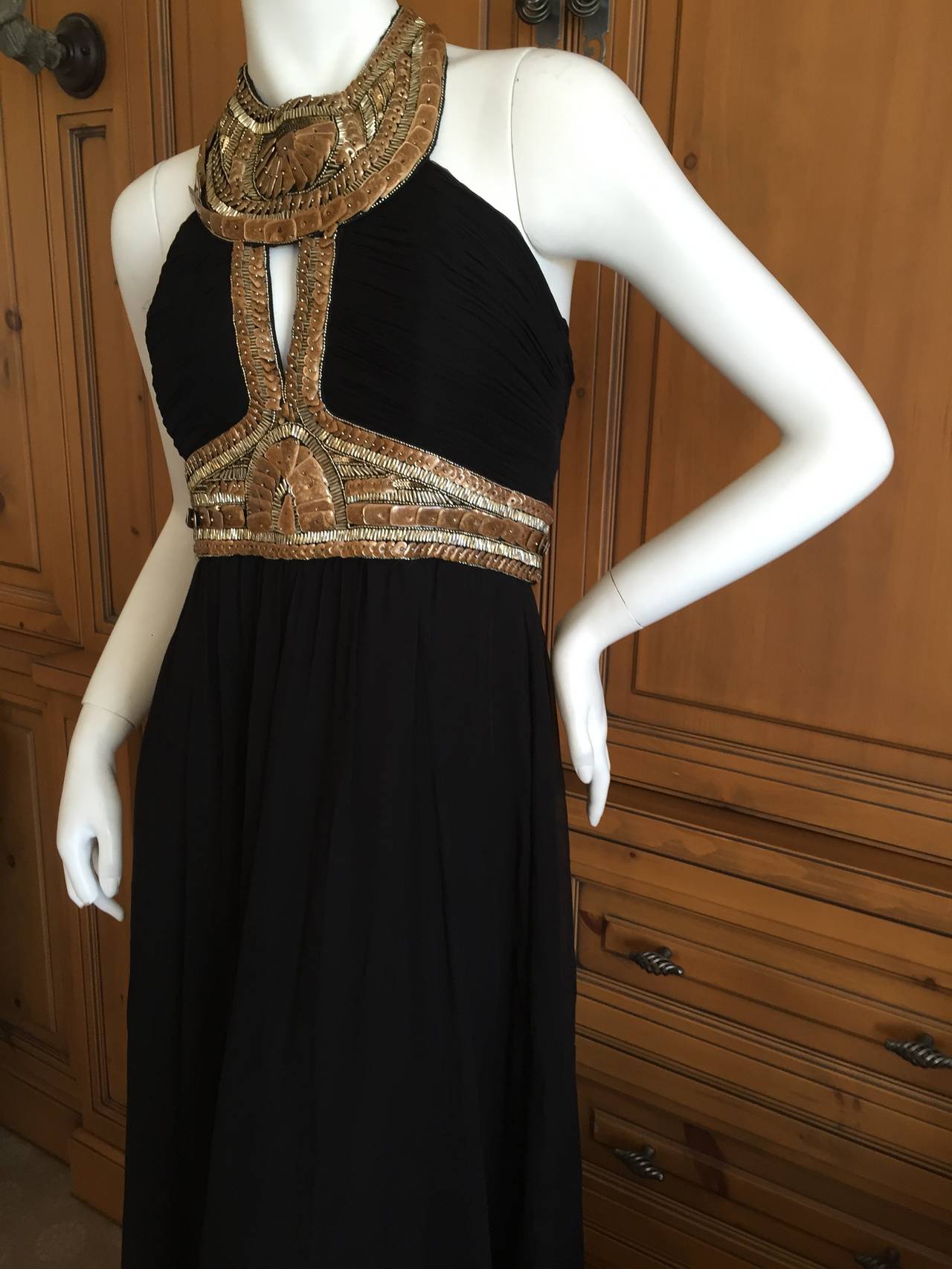 Andrew Gn Embellished Keyhole Halter Gown In New Condition In Cloverdale, CA