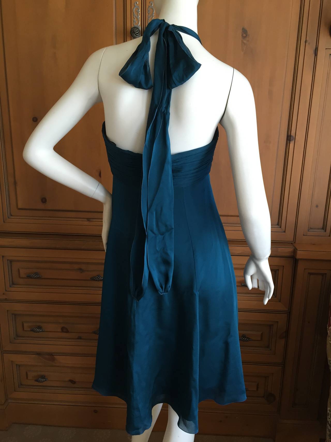 Andrew Gn Paris Silk Dress w Turquoise & Malachite Jeweled Bust 3