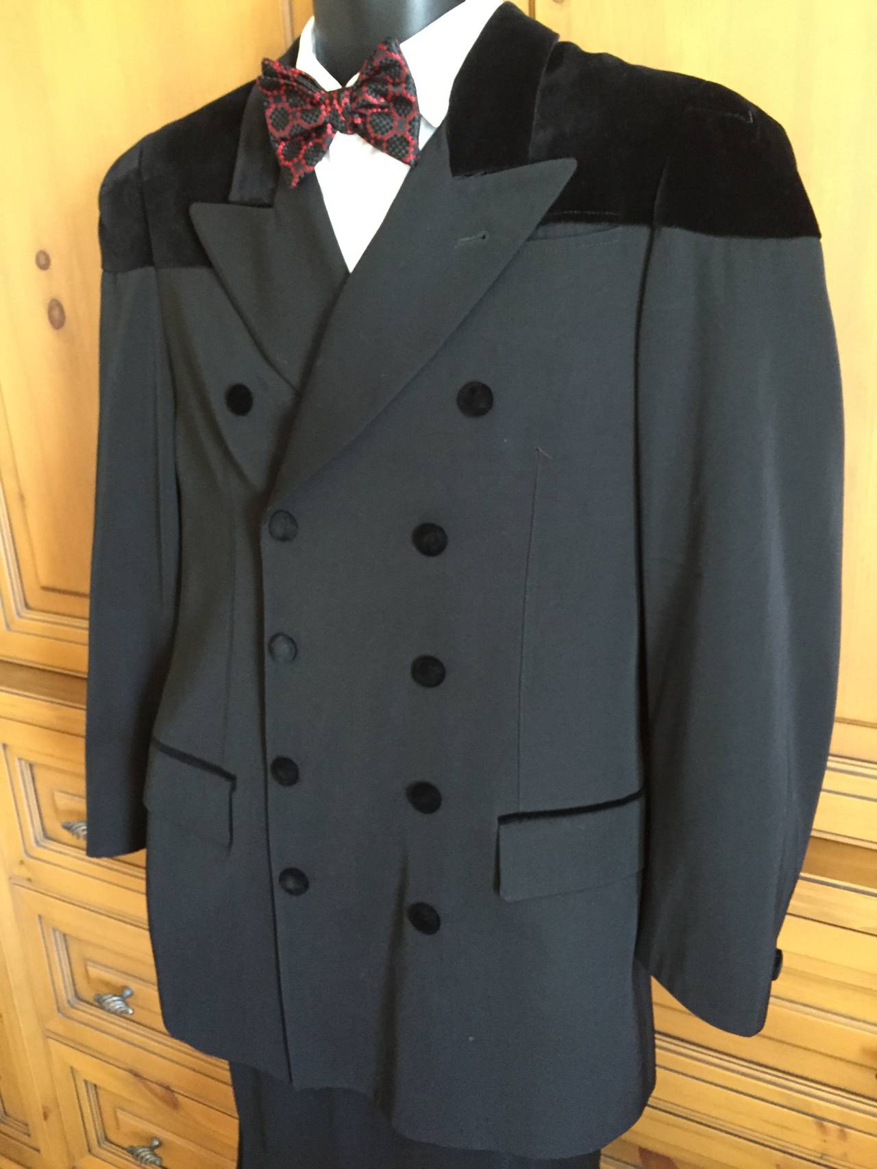 Gaultier Mens Velvet Shoulder Tuxedo Jacket 1980's 1