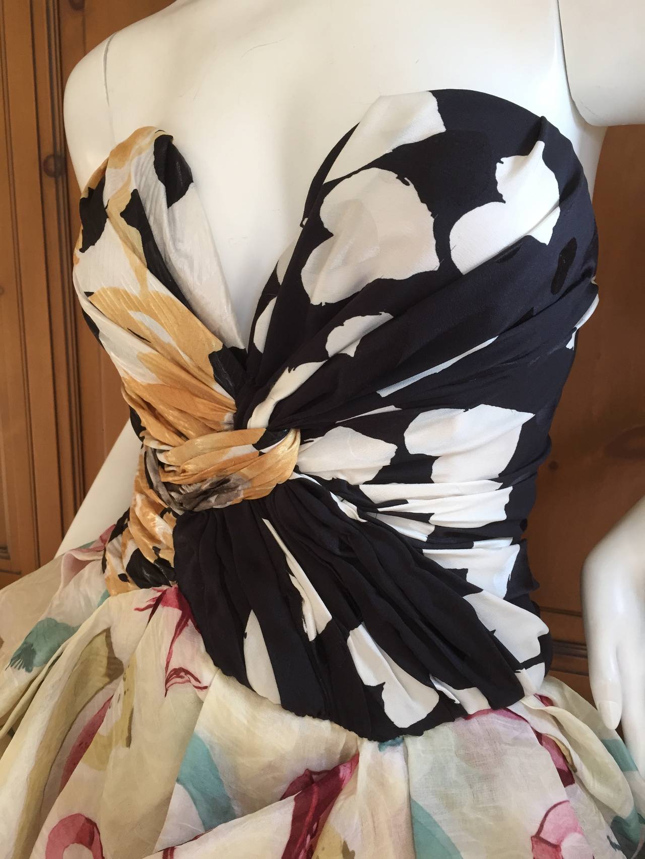 MOSCHINO Vintage Silk Party Dress with Built in Corset In Excellent Condition In Cloverdale, CA