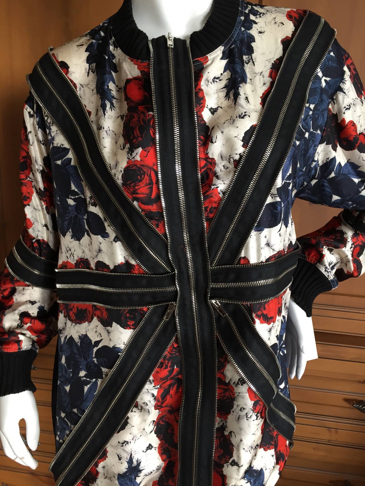 Jean Paul Gaultier Punk Union Jack Silk Zipper Tunic Top 2014 In New Condition In Cloverdale, CA