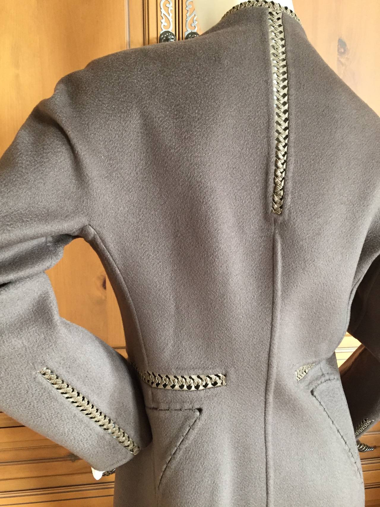 Chado Ralph Rucci Leather Trimmed Cashmere Jacket In Excellent Condition In Cloverdale, CA
