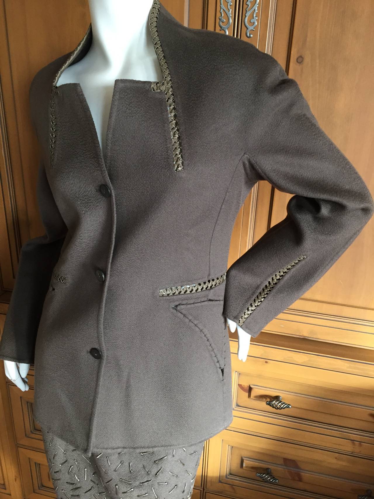 Chado Ralph Rucci Leather Trimmed Cashmere Jacket 1