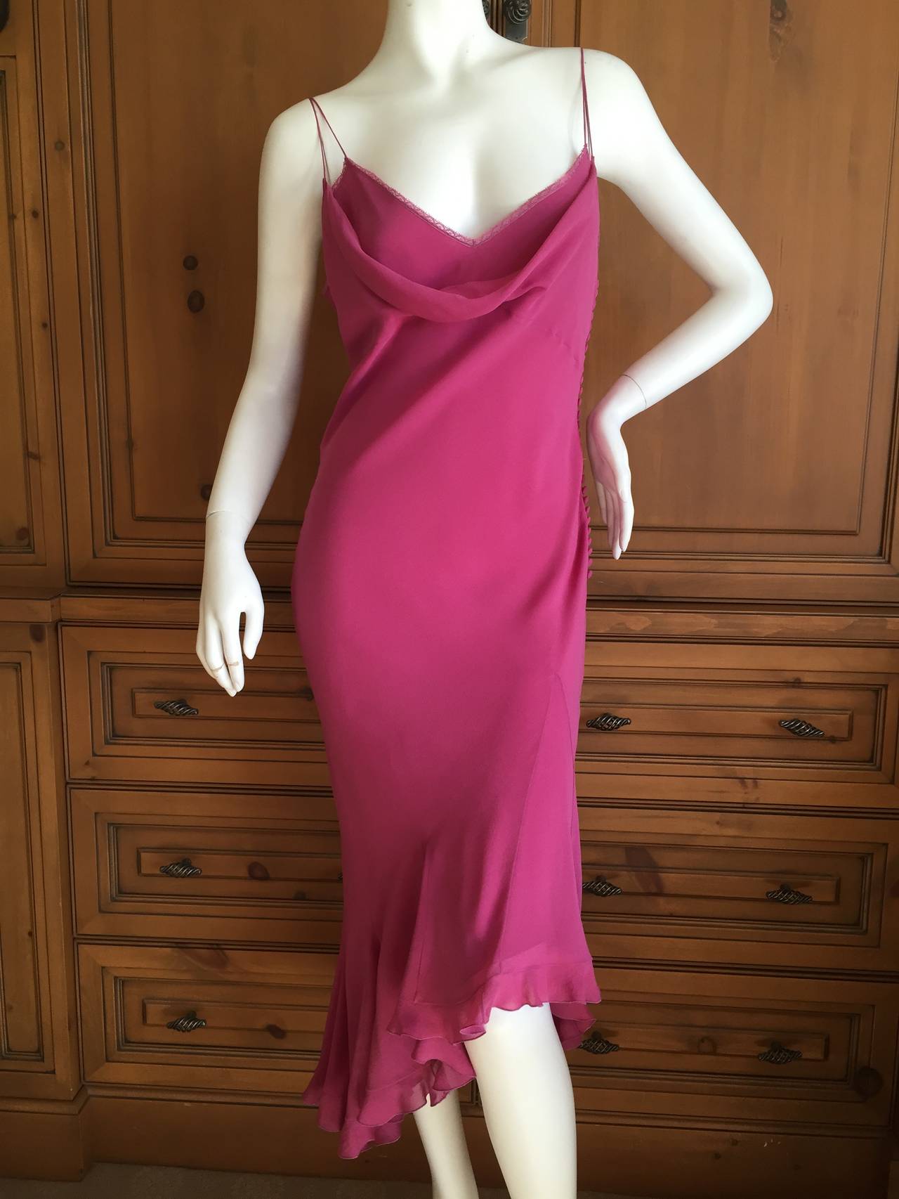 Women's Christian Dior Bias Cut Raspberry Silk Dress by John Galliano