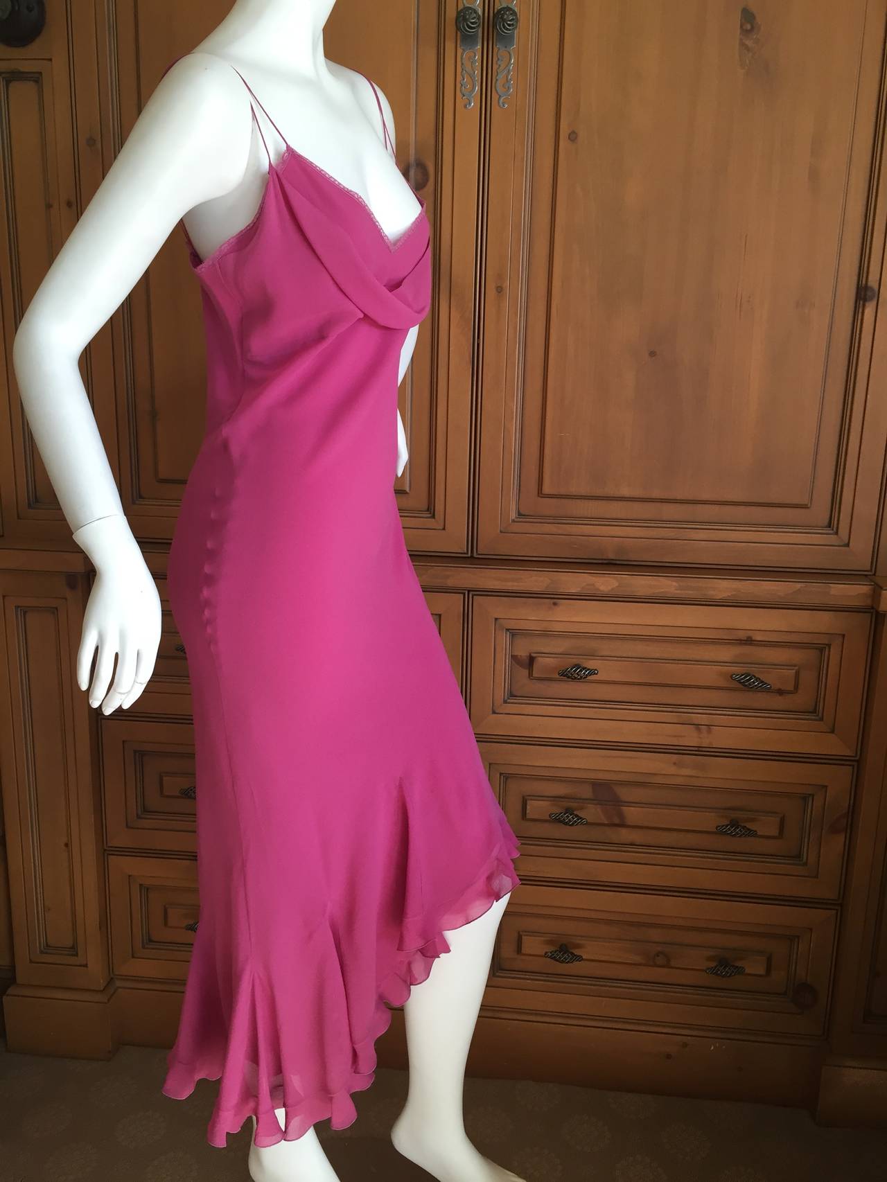 Christian Dior Bias Cut Raspberry Silk Dress by John Galliano 1
