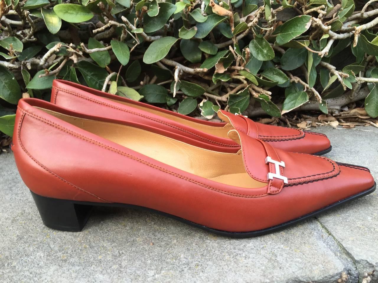 Hermes Cognac Loafers with H Buckle New in Box 9 2