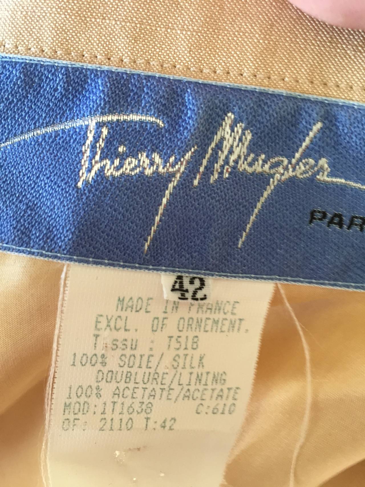 Thierry Mugler Sculptural Tan Silk Jacket For Sale 5