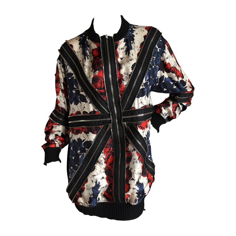 Jean Paul Gaultier Punk Union Jack Silk Zipper Tunic Top 2014