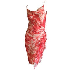 Valentino Vintage Silk Floral Dress with Ruffle Flounce Valentino Vintage Silk Floral Dress with Ruffle Flounce