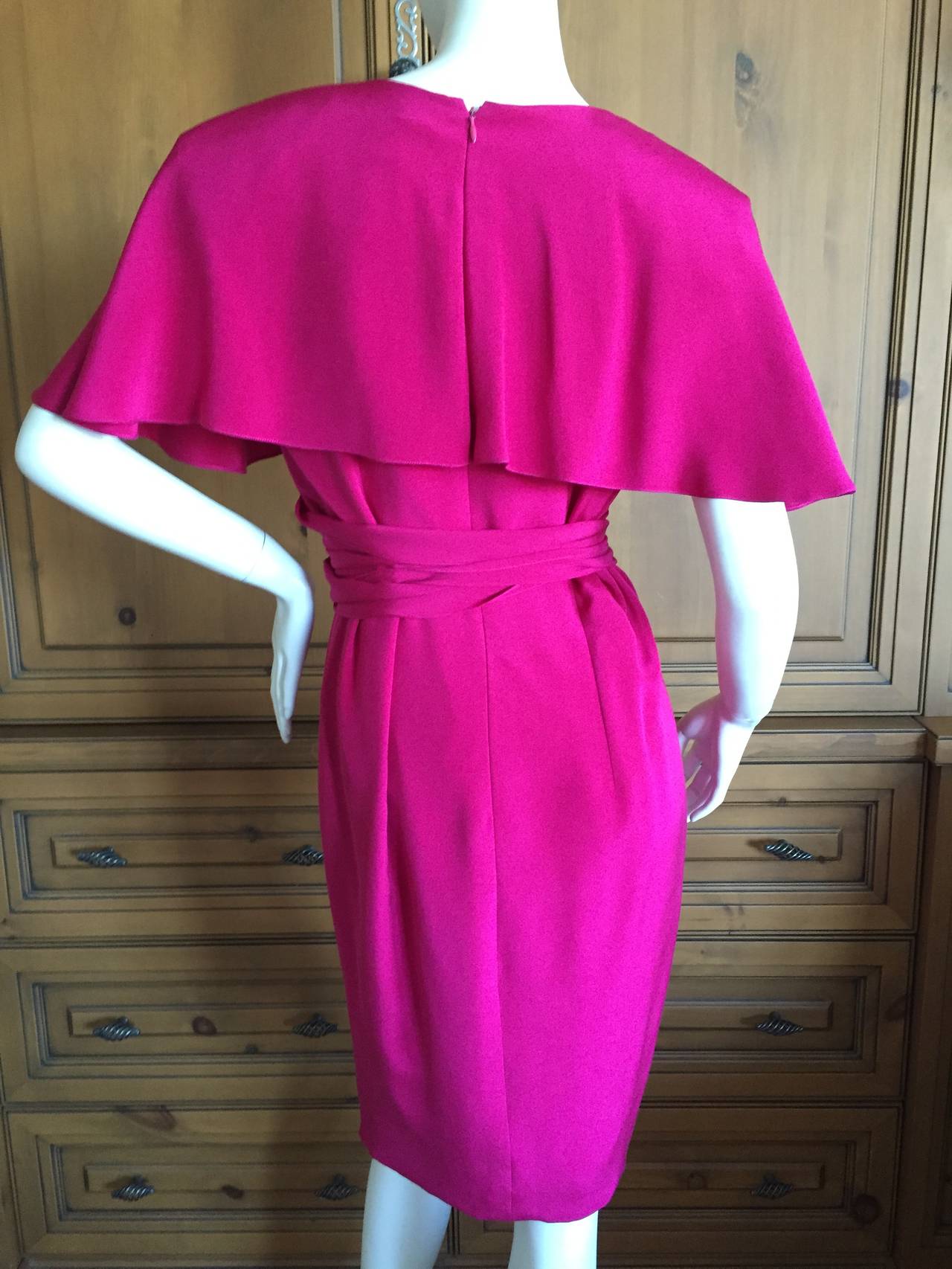 Hanae Mori Elegant Silk Capelet Dress For Sale at 1stDibs