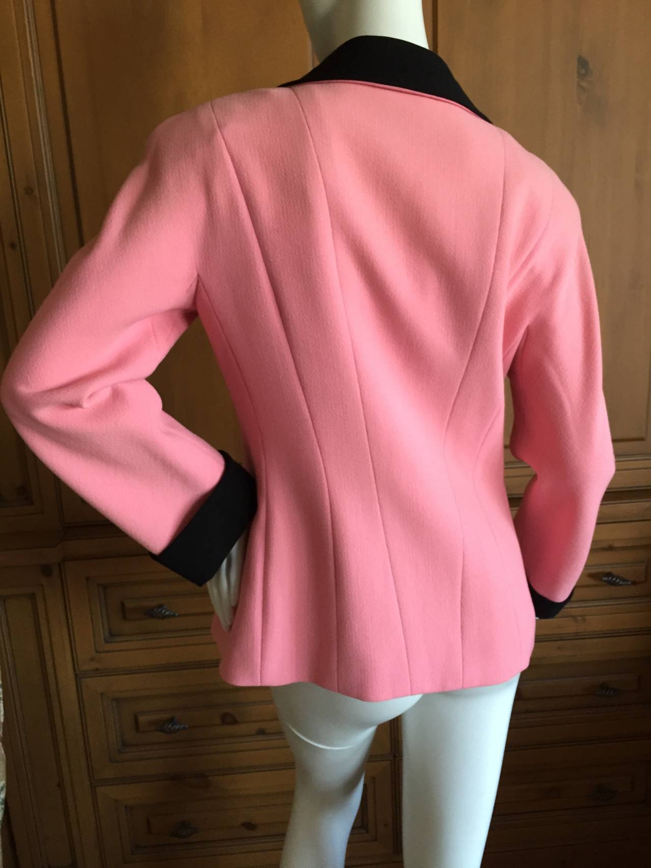 pink blazer with black trim