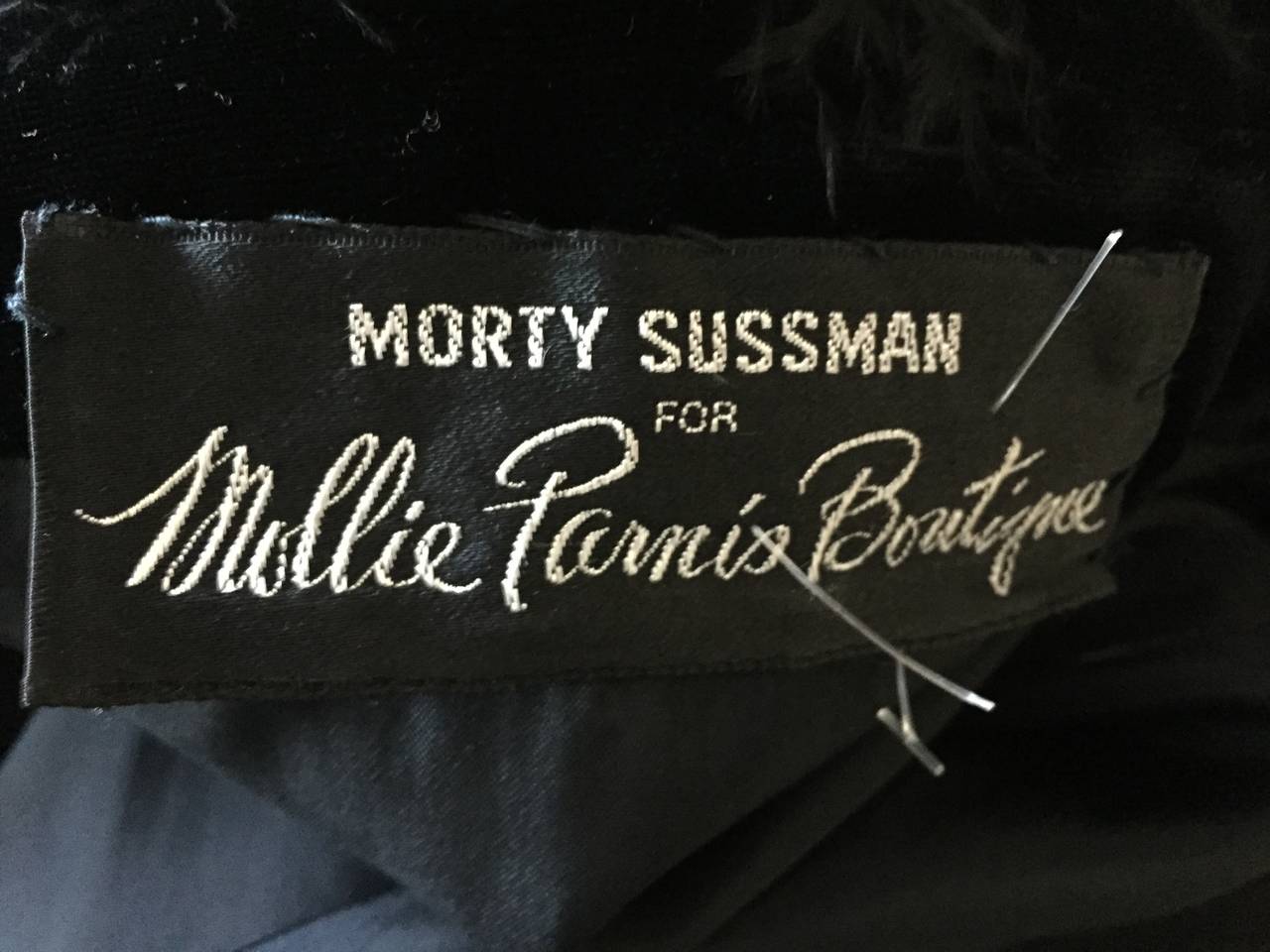 Women's Black Velvet Ostrich Feather Trim Jacket by Mollie Parnis