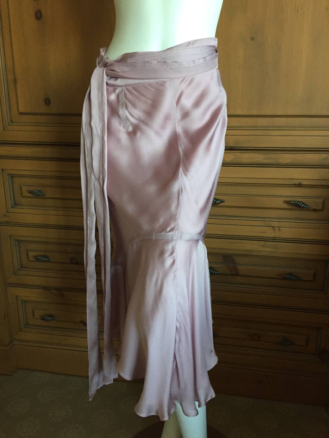 YSL by Tom Ford 2002 Lilac Silk Skirt & Top w Poet Sleeves 2
