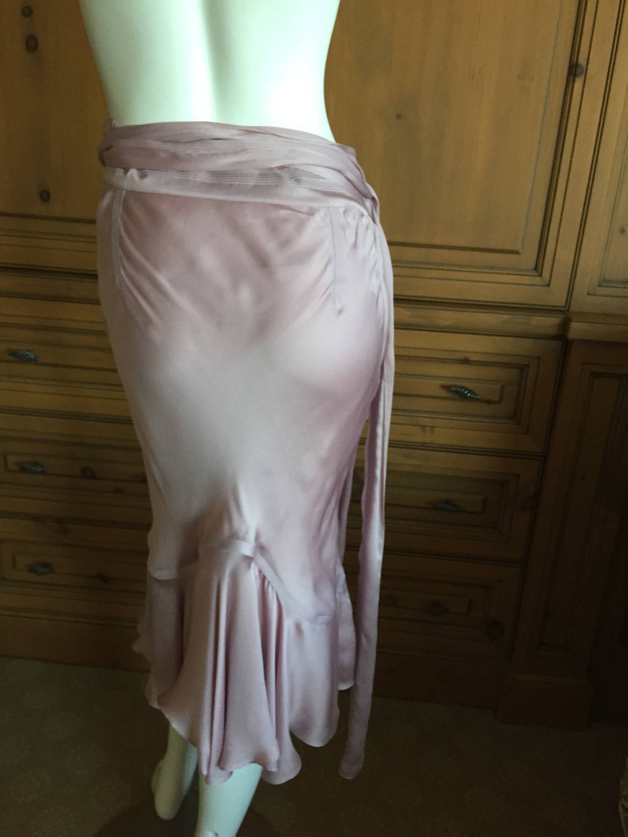 YSL by Tom Ford 2002 Lilac Silk Skirt & Top w Poet Sleeves 3