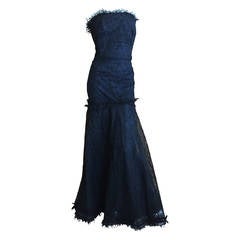 Vintage Carolina Herrera Lace Strapless Gown