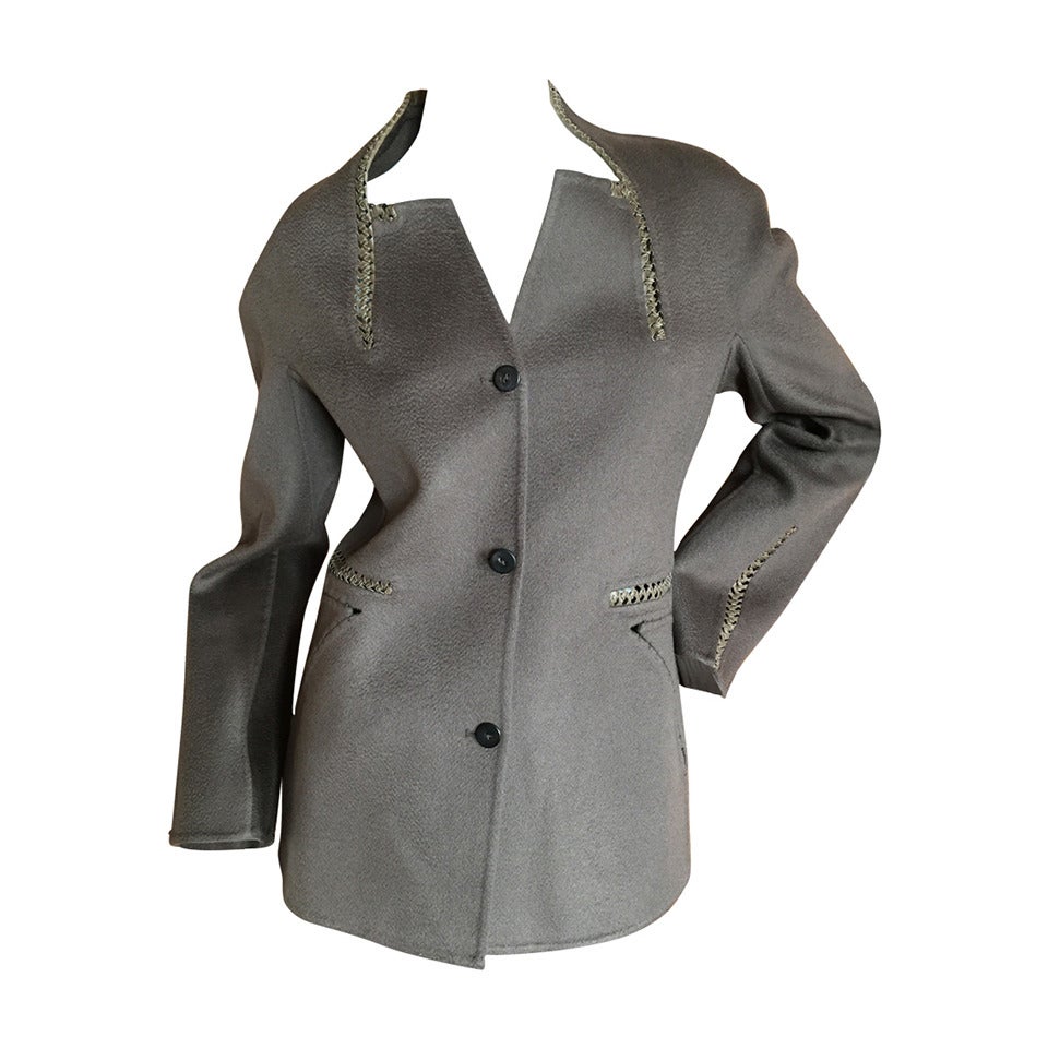 Chado Ralph Rucci Leather Trimmed Cashmere Jacket