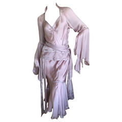 YSL by Tom Ford 2002 Lilac Silk Skirt & Top w Poet Sleeves