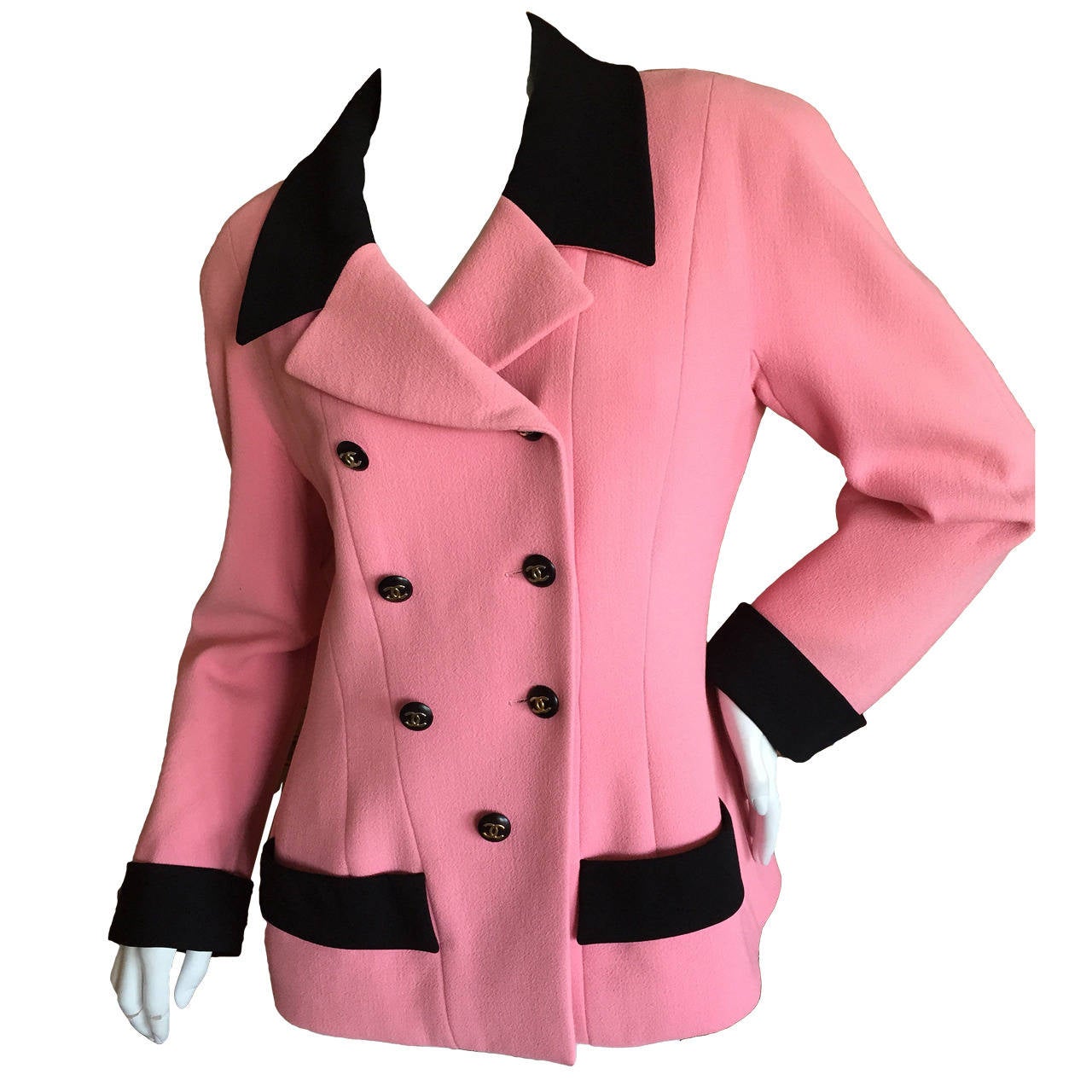 Vintage Pink Boucle Chanel Style Coat/Jacket For Sale at 1stDibs