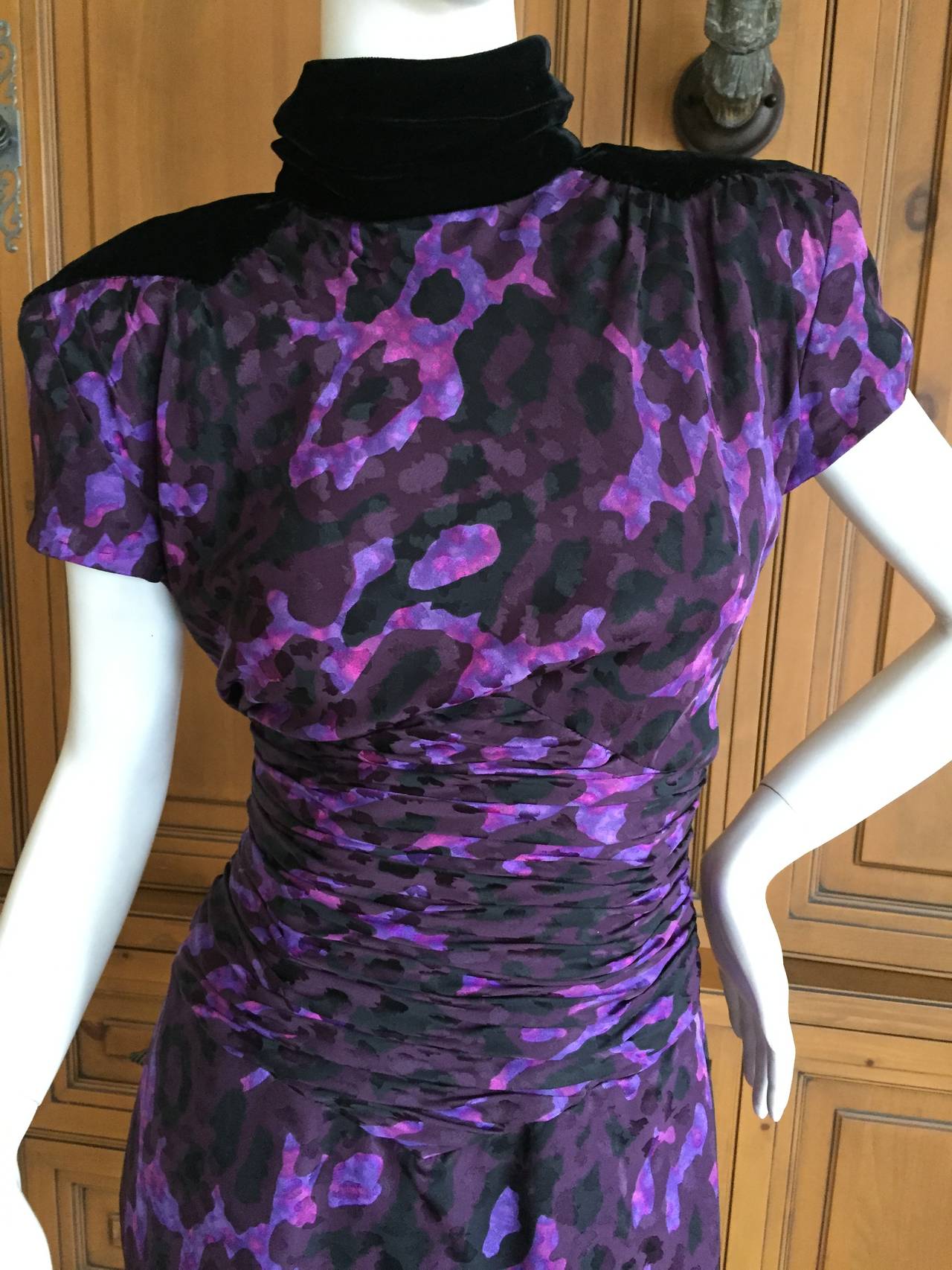 Vintage YSL Rive Guache Silk Leopard Print Dress In Excellent Condition In Cloverdale, CA