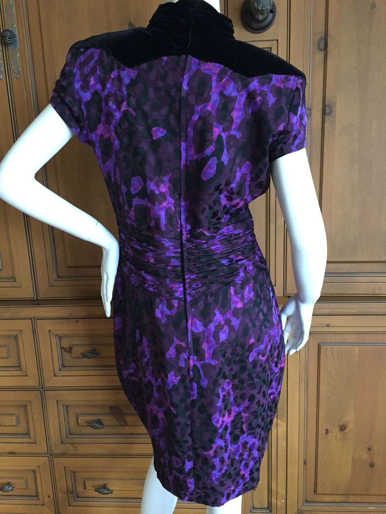 Vintage YSL Rive Guache Silk Leopard Print Dress 1
