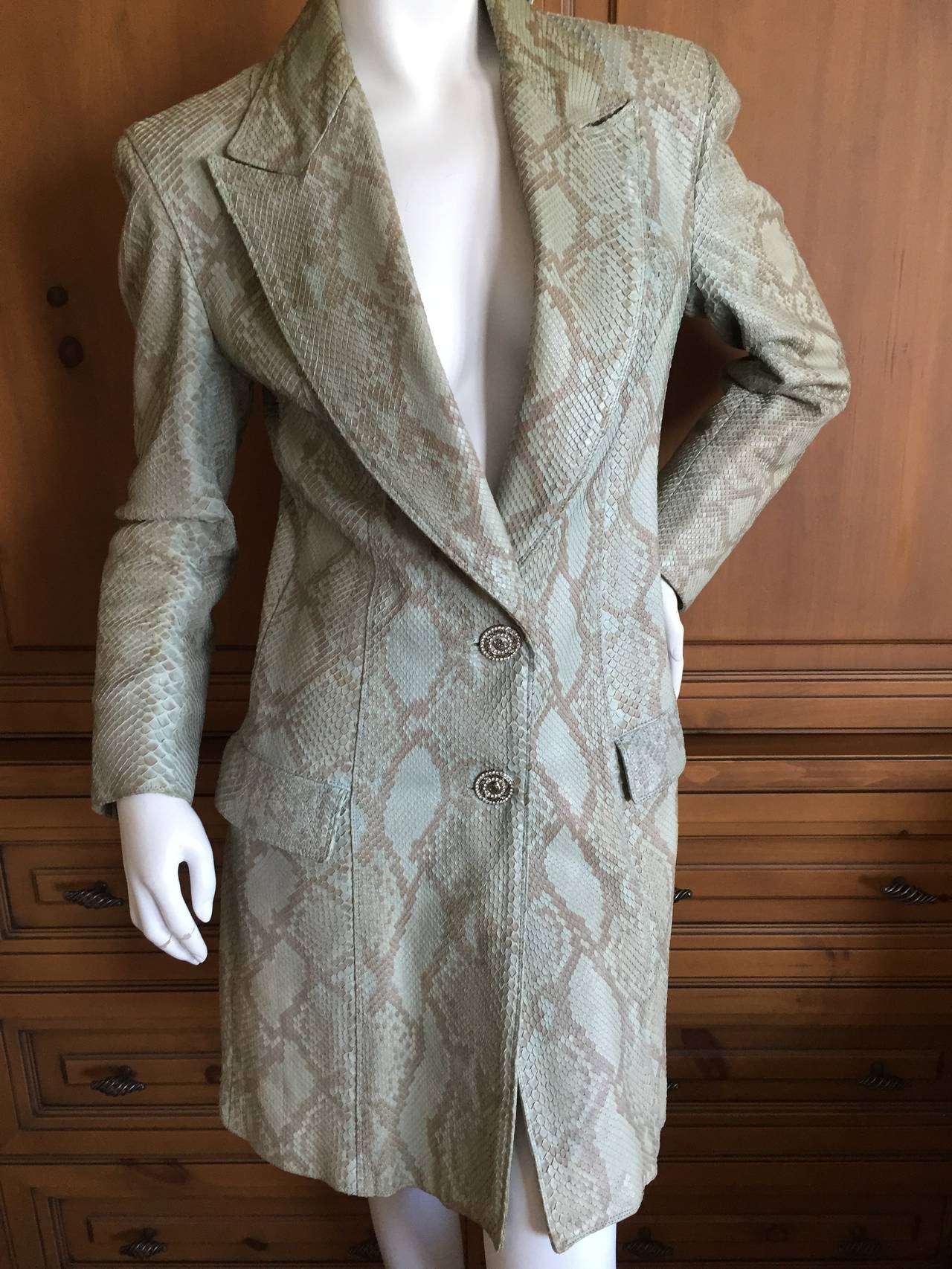 Gray Gianni Versace Couture VIntage Python Coat 1990