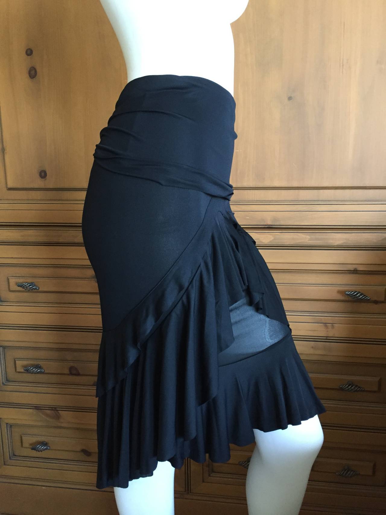 YSL by Tom Ford Tiered Black Skirt w Sheer Inserts In Excellent Condition In Cloverdale, CA
