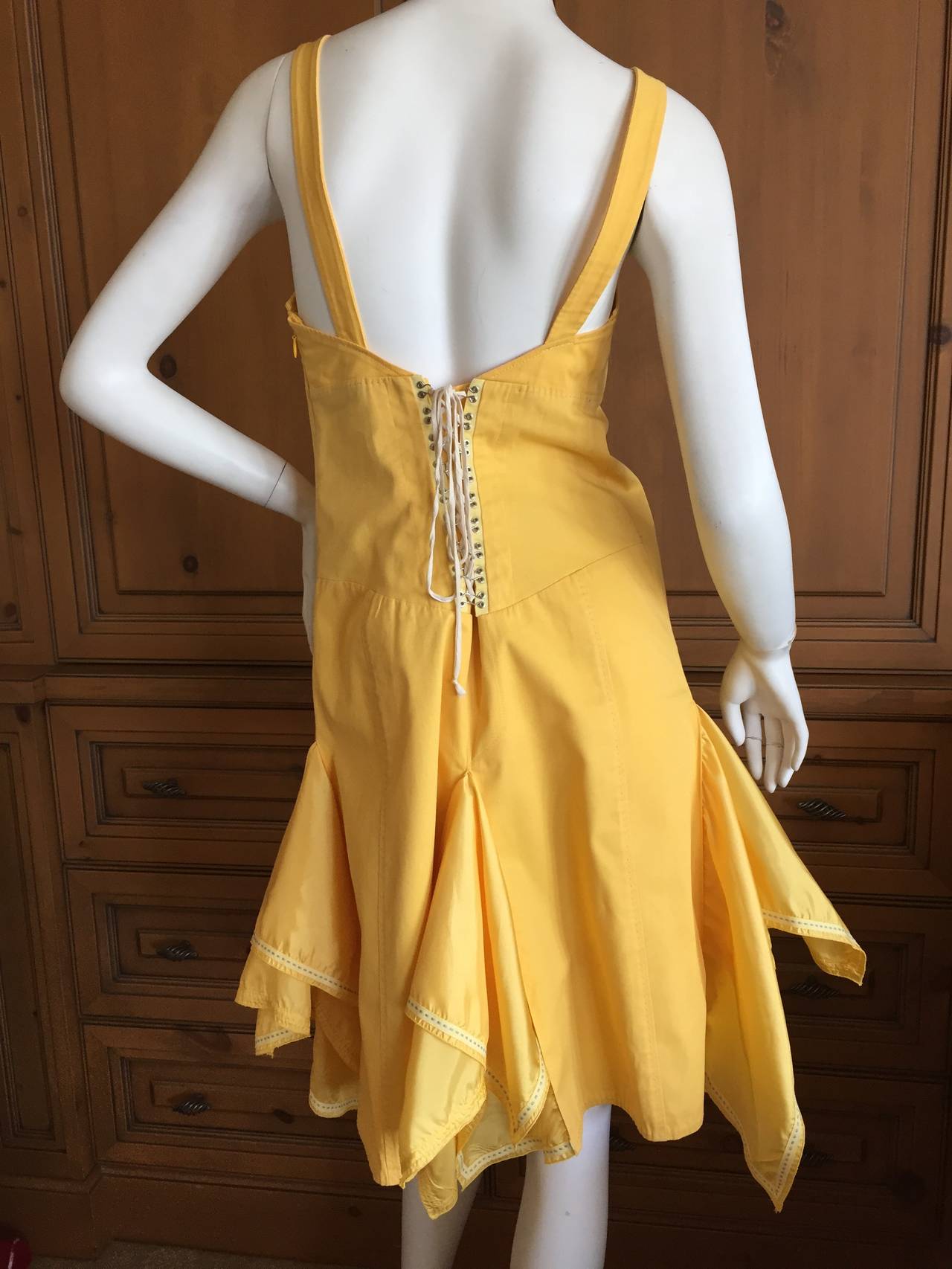 Alexander McQueen Yellow Sun Dress w Corset Lacing In Excellent Condition In Cloverdale, CA