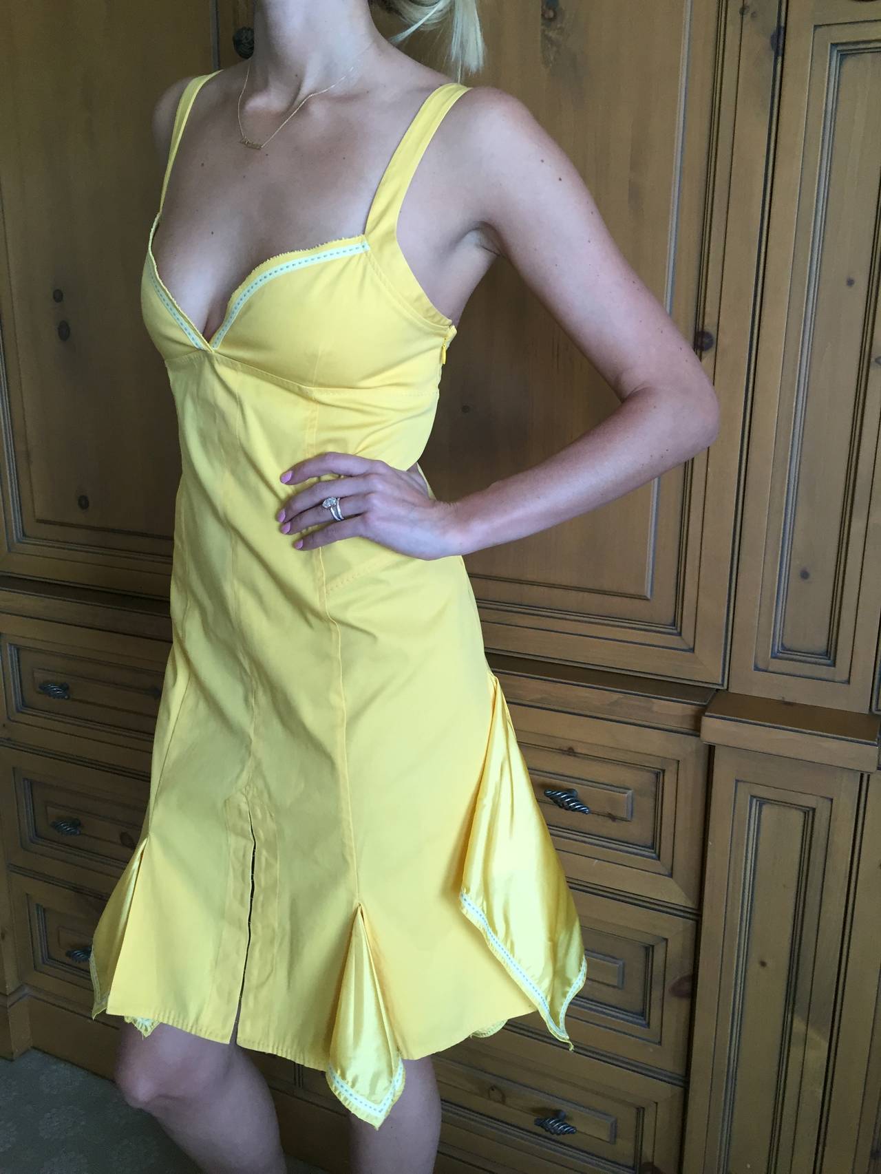 Women's Alexander McQueen Yellow Sun Dress w Corset Lacing