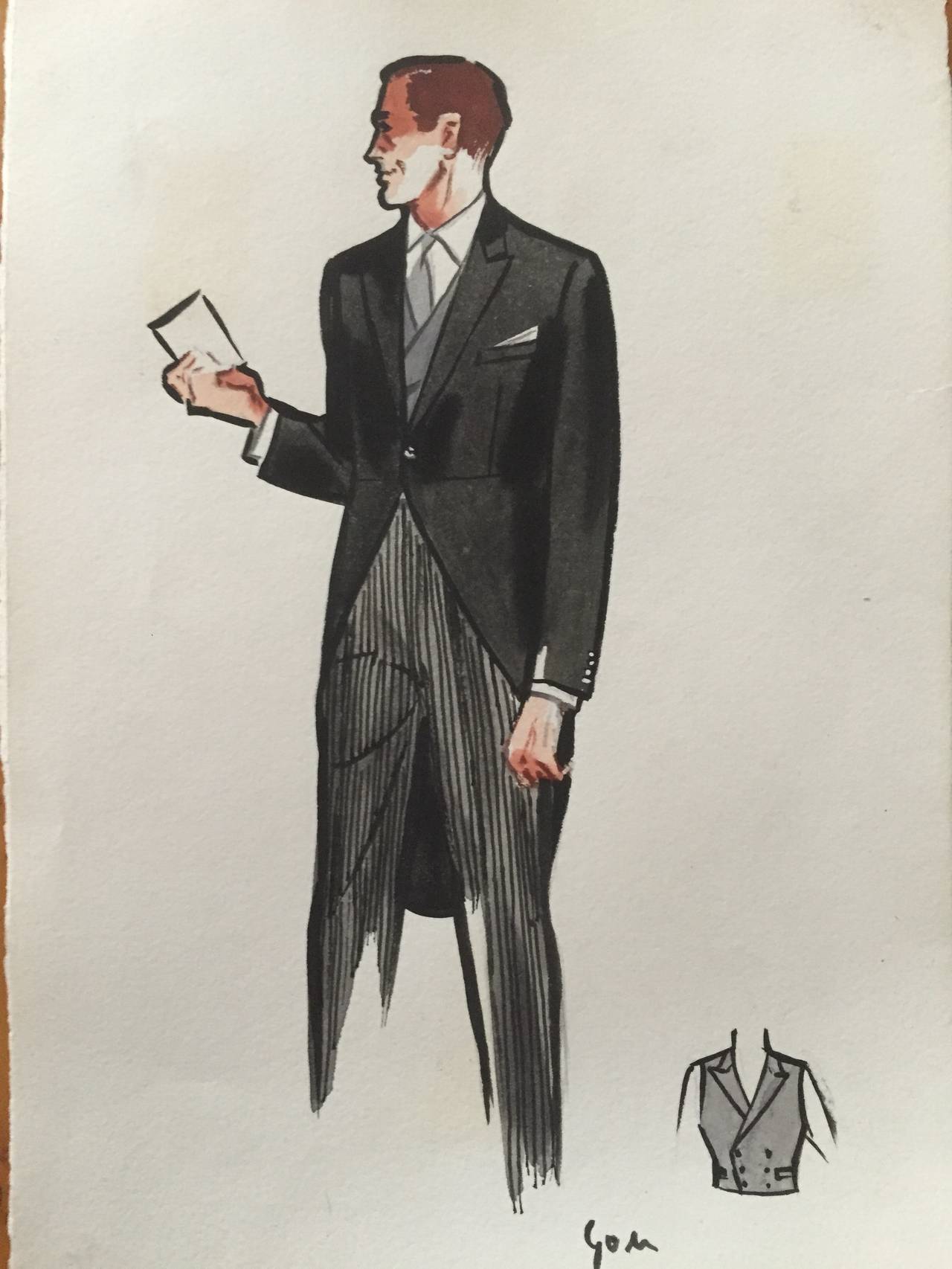 Rene Gruau Original Mens Fashion Illustration ; Morning Suit

Original watercolor / guache on paper

8