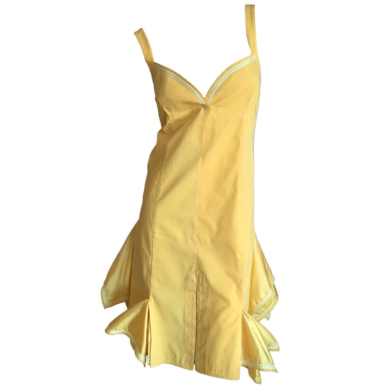 Alexander McQueen Yellow Sun Dress w Corset Lacing