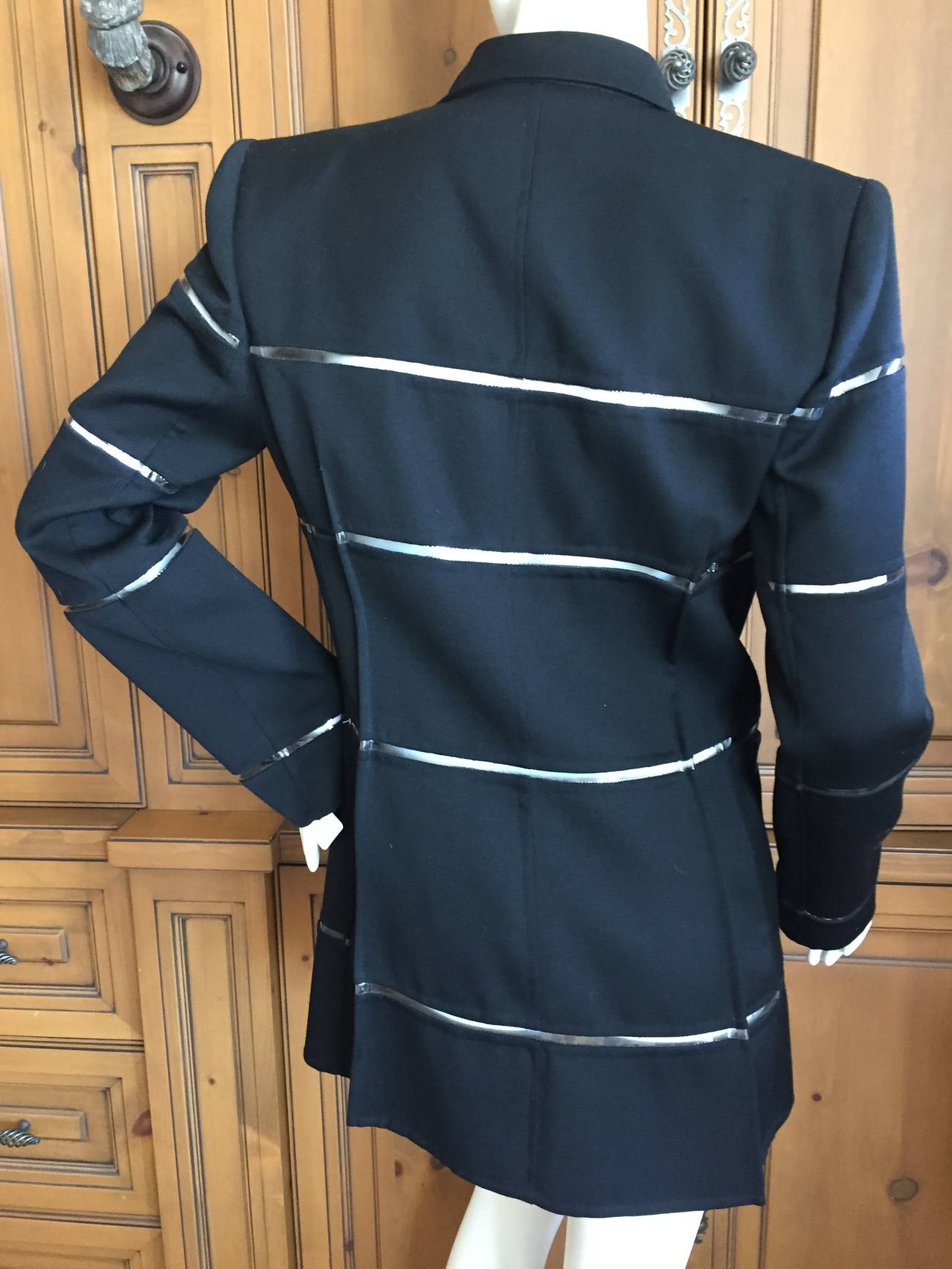 Ralph Rucci Black Cashmere Jacket Jacket w Clear Horizontal Vinyl Stripes 2