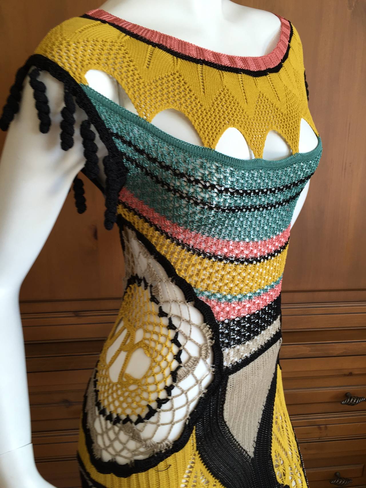 Jean Paul Gaultier Crochet Multicolor Dress In Excellent Condition In Cloverdale, CA