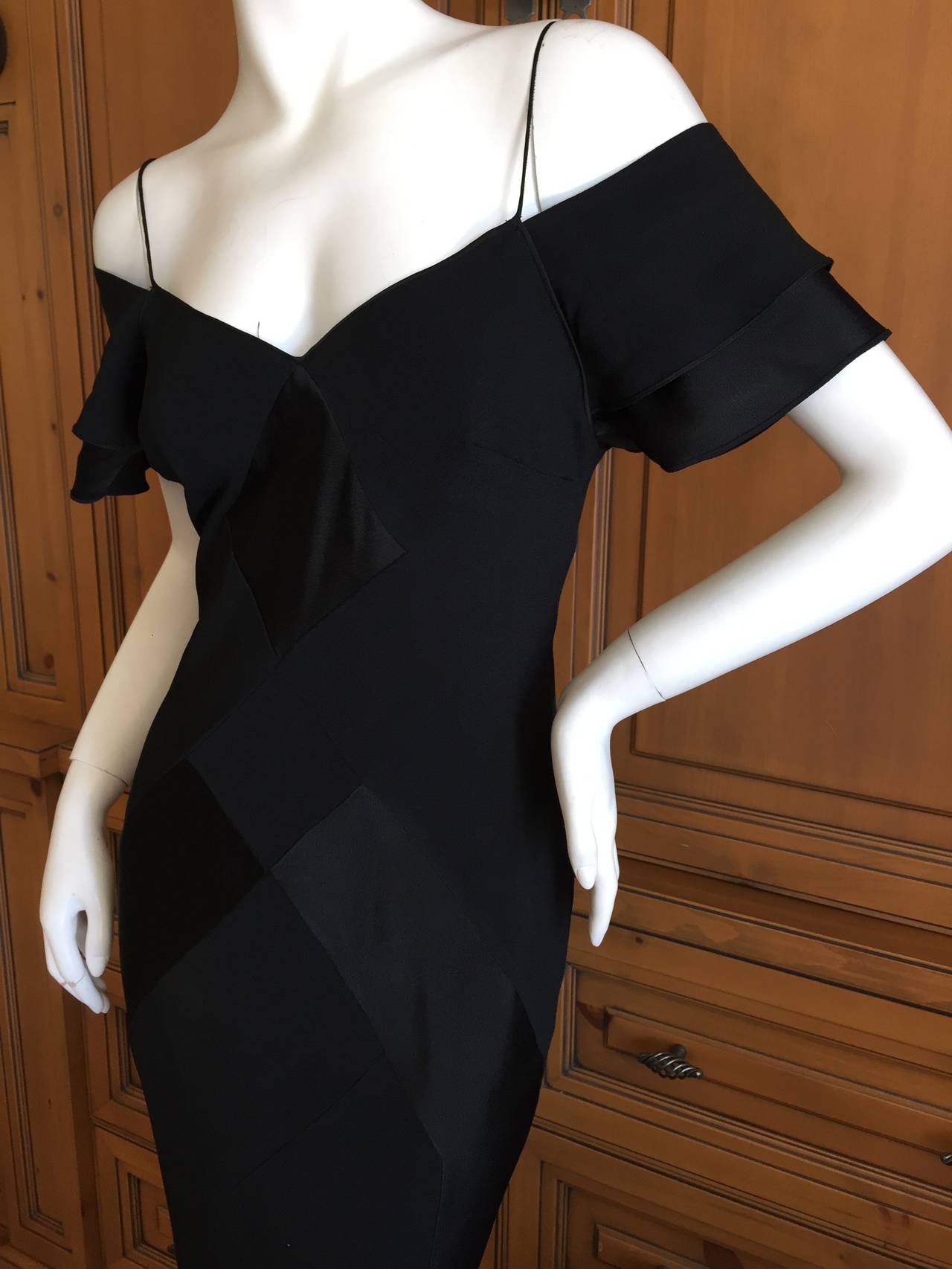 John Galliano 1995 Bias Cut Diamond Pattern Dress.
Black with shiny and matte diamond patterns, this is such a pretty dress.