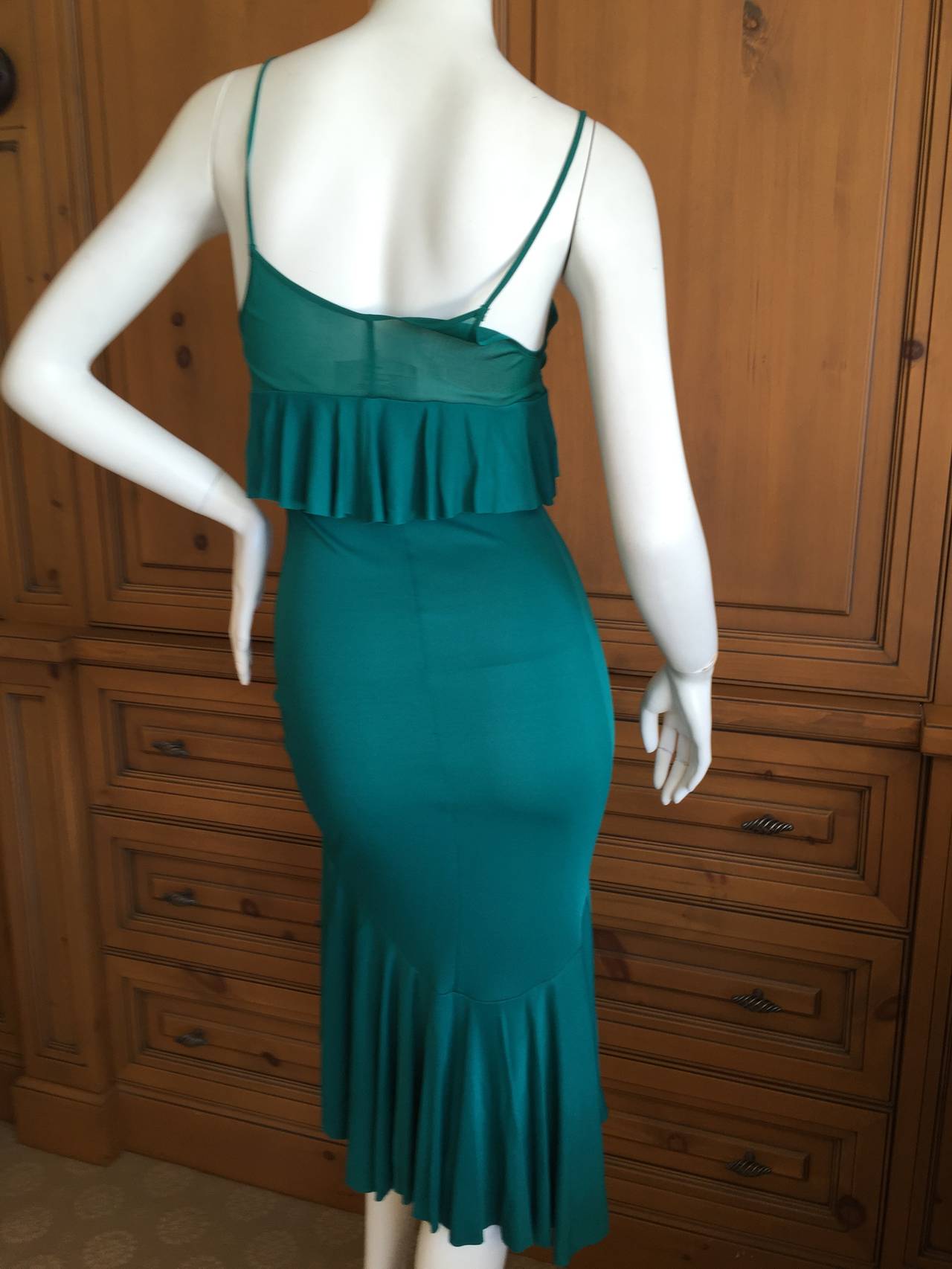 Yves Saint Laurent by Tom Ford 2002 Silk Ruffle Dress In Excellent Condition For Sale In Cloverdale, CA