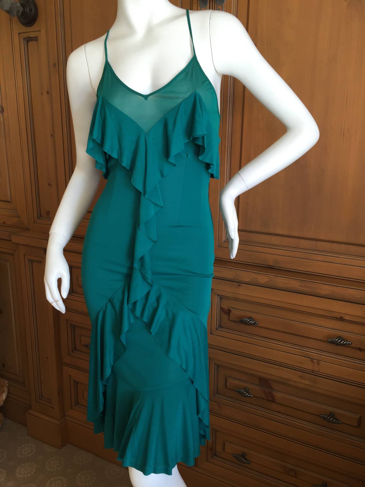 Yves Saint Laurent by Tom Ford 2002 Silk Ruffle Dress For Sale 2