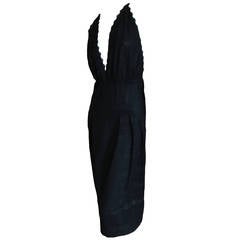 Galanos Backless Halter Black Lace Cocktail Dress